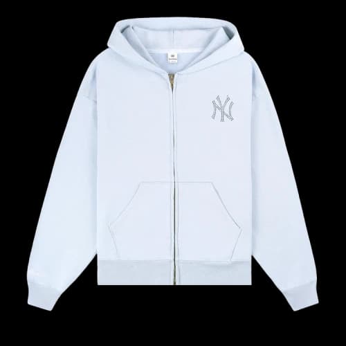 Sporty & Rich Yankees Krystal Zip Hoodie 'Ciel/White'