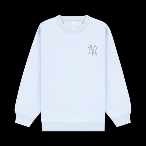 Sporty & Rich Yankees Krystal Crewneck 'Ciel/White'