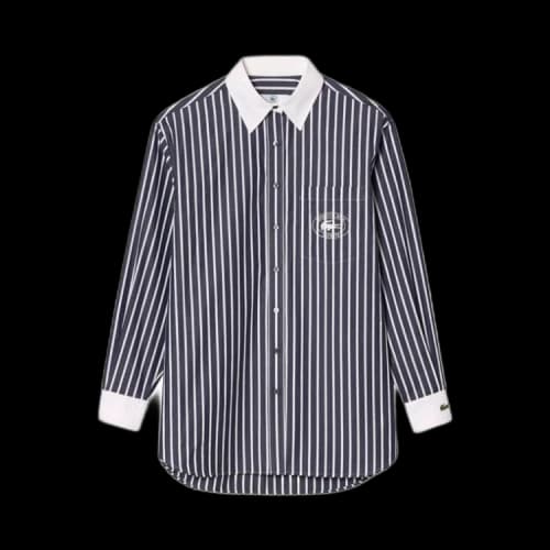 Sporty & Rich x Lacoste Striped Poplin Shirt 'Marine'