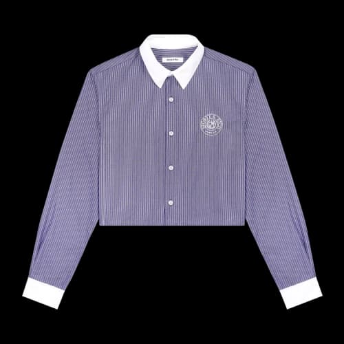 Sporty & Rich Connecticut Crest Cropped Shirt 'Blue'