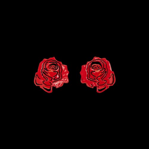 Y/Project Rose Stud Earrings 'Red'