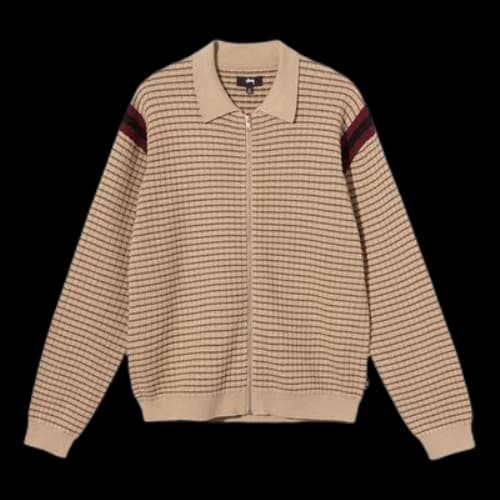 Stussy Stripe Knit Zipper Jacket Unisex Brown