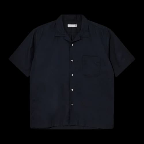 nanamica Open Collar Panama Short-Sleeve Shirt 'Navy'