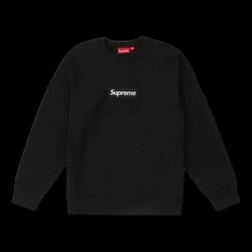Supreme FW18 Box Logo Crewneck Black Round Neck Pullover Fleece Lined Unisex
