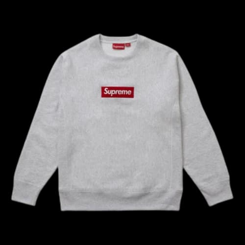 Supreme FW18 Box Logo Crewneck Ash Grey Classic Round Neck Pullover Unisex Gray