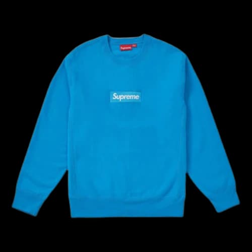 Supreme Box Logo Crewneck Bright Royal Classic Round Neck Pullover Fleece Lined Unisex Blue