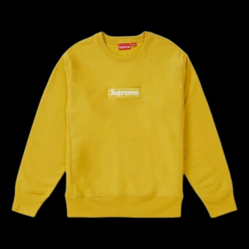 Supreme FW18 Box Logo Crewneck Mustard Classic Round Neck Pullover Unisex Yellow