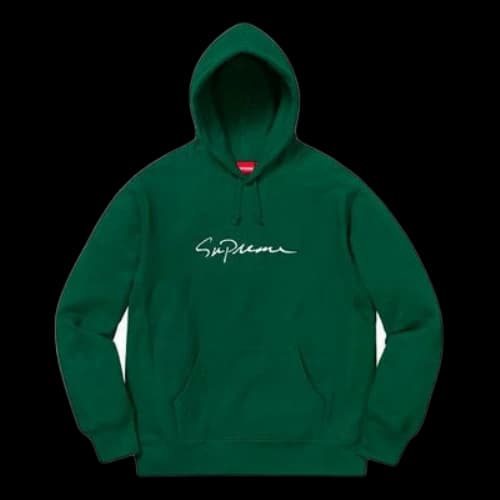 Supreme FW18 Classic Script Hooded Sweatshirt Dark Green