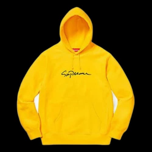 Supreme FW18 Classic Script Hooded Sweatshirt Yellow Logo