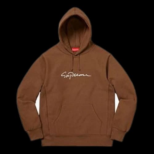 Supreme FW18 Classic Script Hooded Sweatshirt Brown