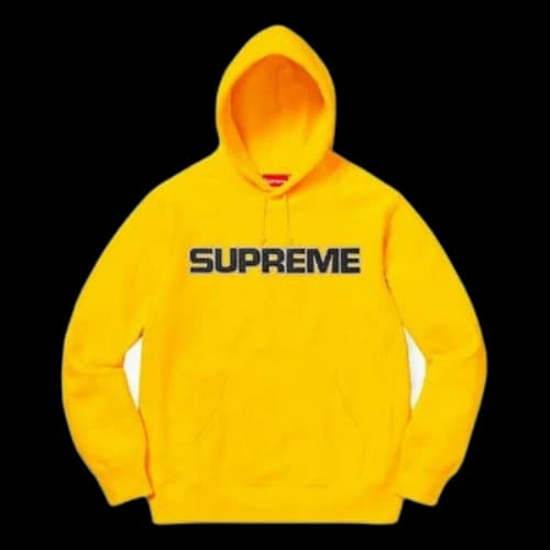 Supreme FW18 Perforated Leather Hooded Sweatshirt Yellow Logo