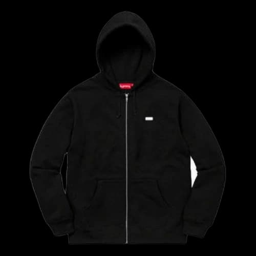 Supreme FW18 Reflective Small Box Zip Up Sweatshirt Black
