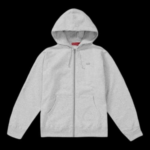 Supreme FW18 Reflective Small Box Zip Up Sweatshirt Ash Grey