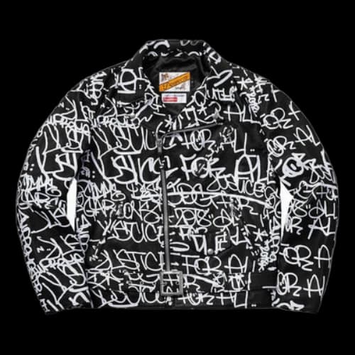 Supreme FW18 x COMME des GARCONS Shirt Schott Painted Perfecto Leather Jacket Black