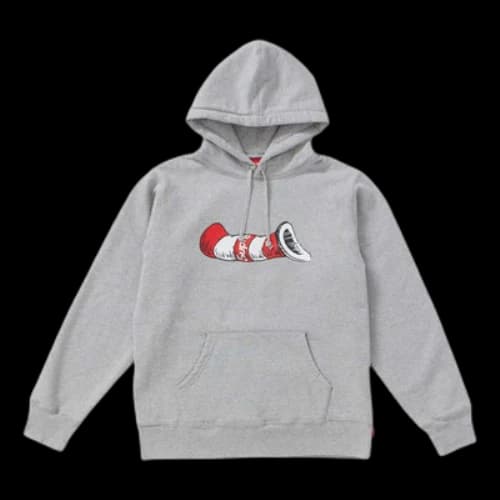 Supreme FW18 Cat in the Hat Hooded Sweatshirt Heather Grey
