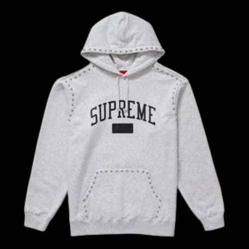 Supreme Studded Hooded Sweatshirt (FW18) 'Ash Grey'