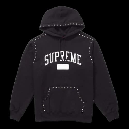 Supreme FW18 Studded Hooded Sweatshirt Black Logo