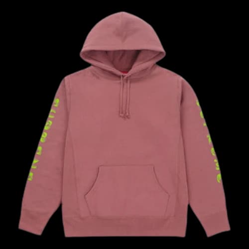 Supreme FW18 Gradient Sleeve Hooded Sweatshirt Dark Rose LOGO