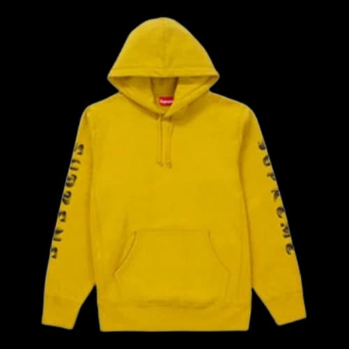 Supreme FW18 Gradient Sleeve Hooded Sweatshirt Mustard Logo