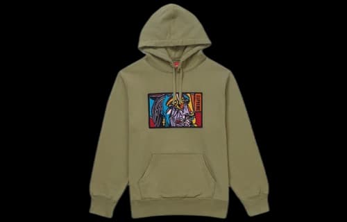 Supreme FW18 Chainstitch Hooded Sweatshirt Light Olive