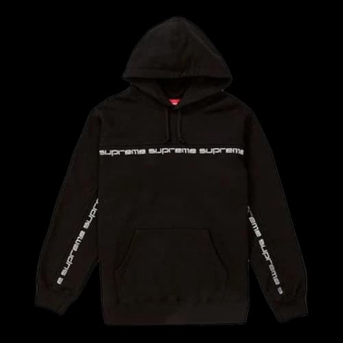 Supreme FW18 Text Stripe Hooded Sweatshirt Black