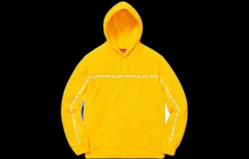 Supreme FW18 Text Stripe Hooded Sweatshirt Yellow