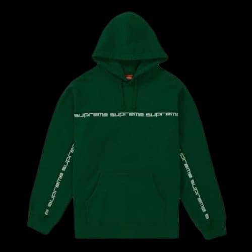 Supreme FW18 Text Stripe Hooded Sweatshirt Dark Green