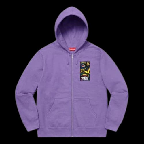 Supreme FW19 Week 13 Disturbed Zip Up Hooded Sweatshirt Light Violet
