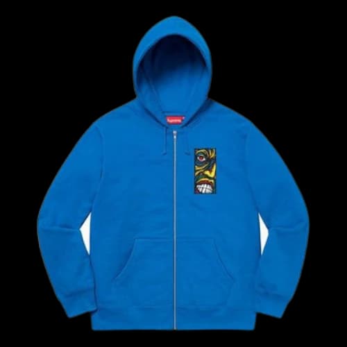 Supreme FW19 Week 13 Disturbed Zip Up Hooded Sweatshirt Bright Blue