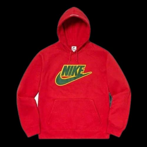 Supreme FW19 Week 14 X Nike Leather Appliqu Hooded Sweatshirt 'Red'