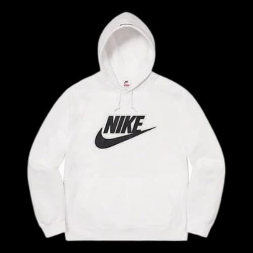 Supreme FW19 Week 14 X Nike Leather Appliqu Hooded Sweatshirt 'White'