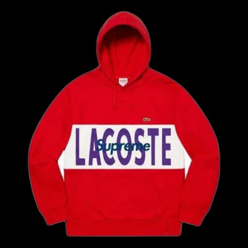 Supreme FW19 Week 5 x LACOSTE Logo Panel Hooded Sweatshirt logo