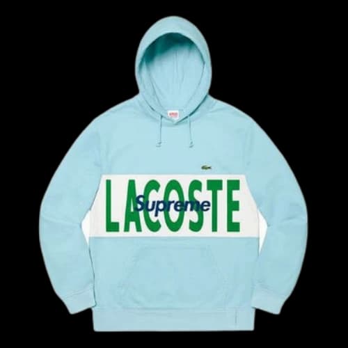Supreme FW19 Week 5 x LACOSTE Logo Panel Hooded Sweatshirt Logo