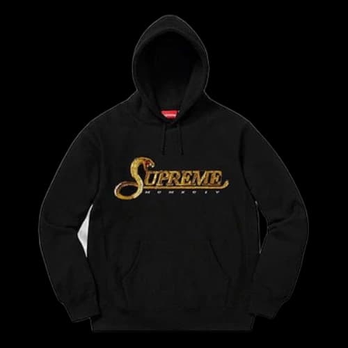 Supreme FW19 Week 8 Sequin Viper Hooded Sweatshirt