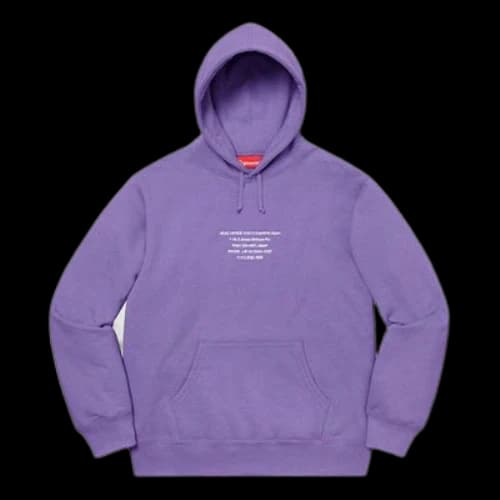 Supreme FW19 Week 11 HQ Hooded Sweatshirt Light Violet