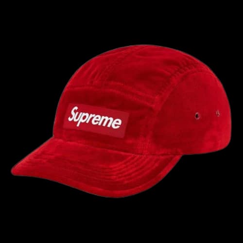 Supreme Velvet Camp Cap 'Red White'