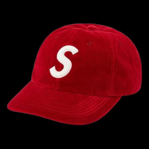 Supreme Velvet S Logo 6-Panel 'Red White'