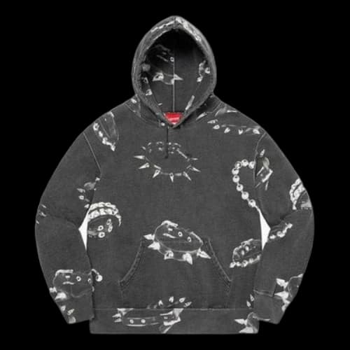 Supreme Studded Collars Hooded Sweatshirt 'Grey White'