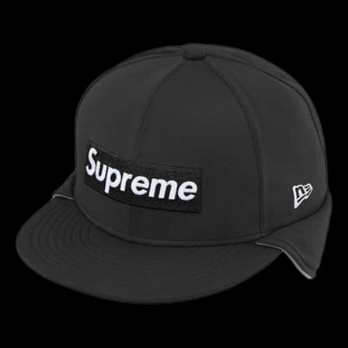 Supreme WINDSTOPPER Earflap Box Logo New Era Cap 'Black White'