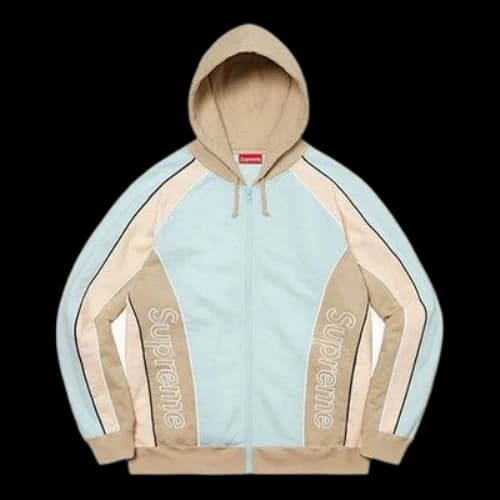 Supreme Track Paneled Zip Up Hooded Sweatshirt 'Teal Beige'