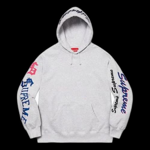 Supreme Multi Logo Hooded Sweatshirt 'Grey Red Black'