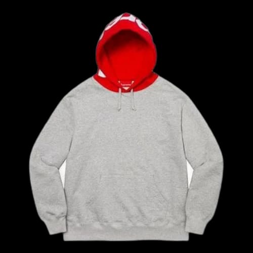 Supreme Contrast Hooded Sweatshirt 'Grey Red White'