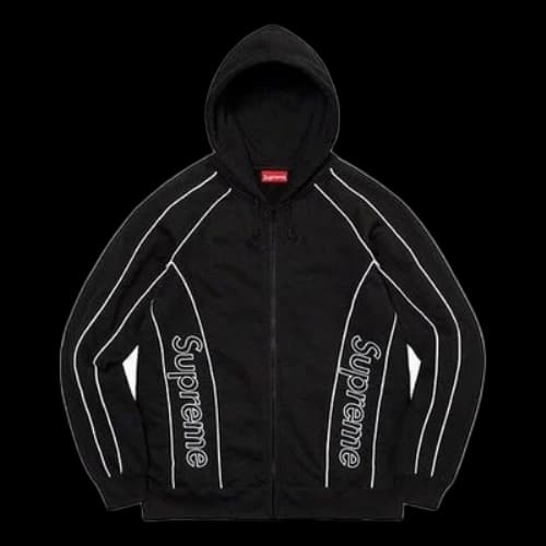 Supreme Track Paneled Zip Up Hooded Sweatshirt 'Black White'