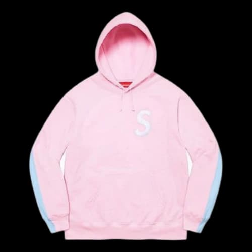 Supreme S Logo Split Hooded Sweatshirt 'Pink Blue'