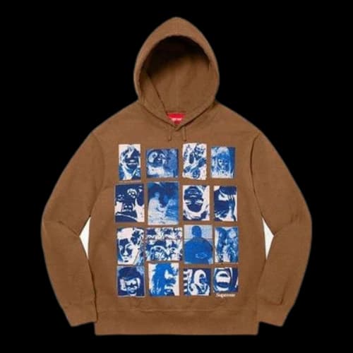 Supreme Collage Grid Hooded Sweatshirt 'Brown Blue'