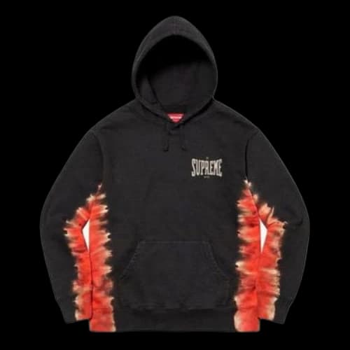 Supreme Bleached Hooded Sweatshirt 'Black Orange'