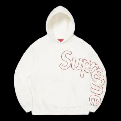 Supreme Reflective Hooded Sweatshirt 'White Red'