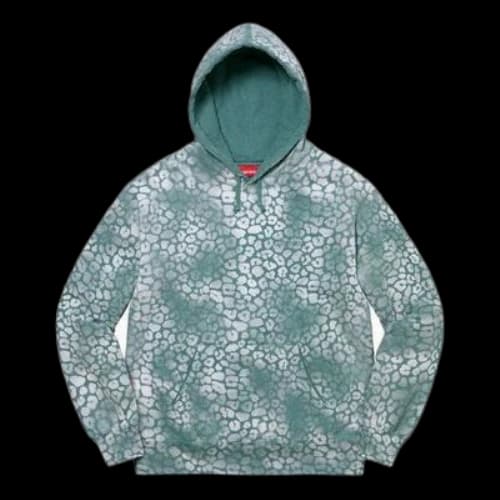 Supreme Bleached Leopard Hooded Sweatshirt 'Teal'