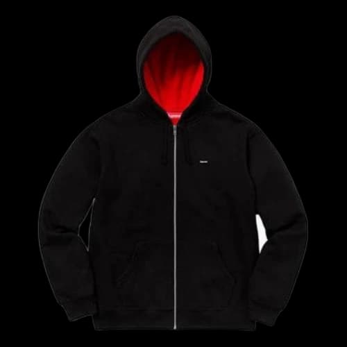 Supreme Contrast Zip Up Hooded Sweatshirt 'Black Red'