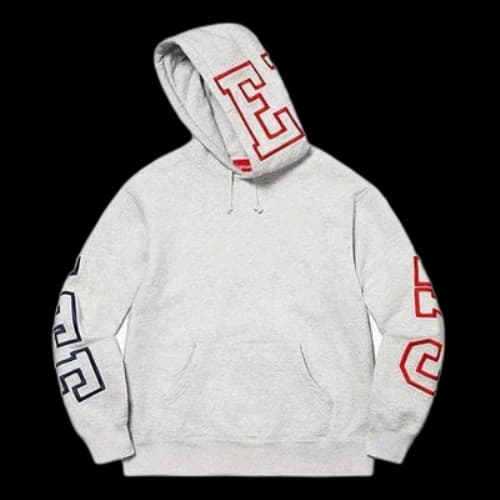 Supreme State Hooded Sweatshirt 'Grey Black Red'